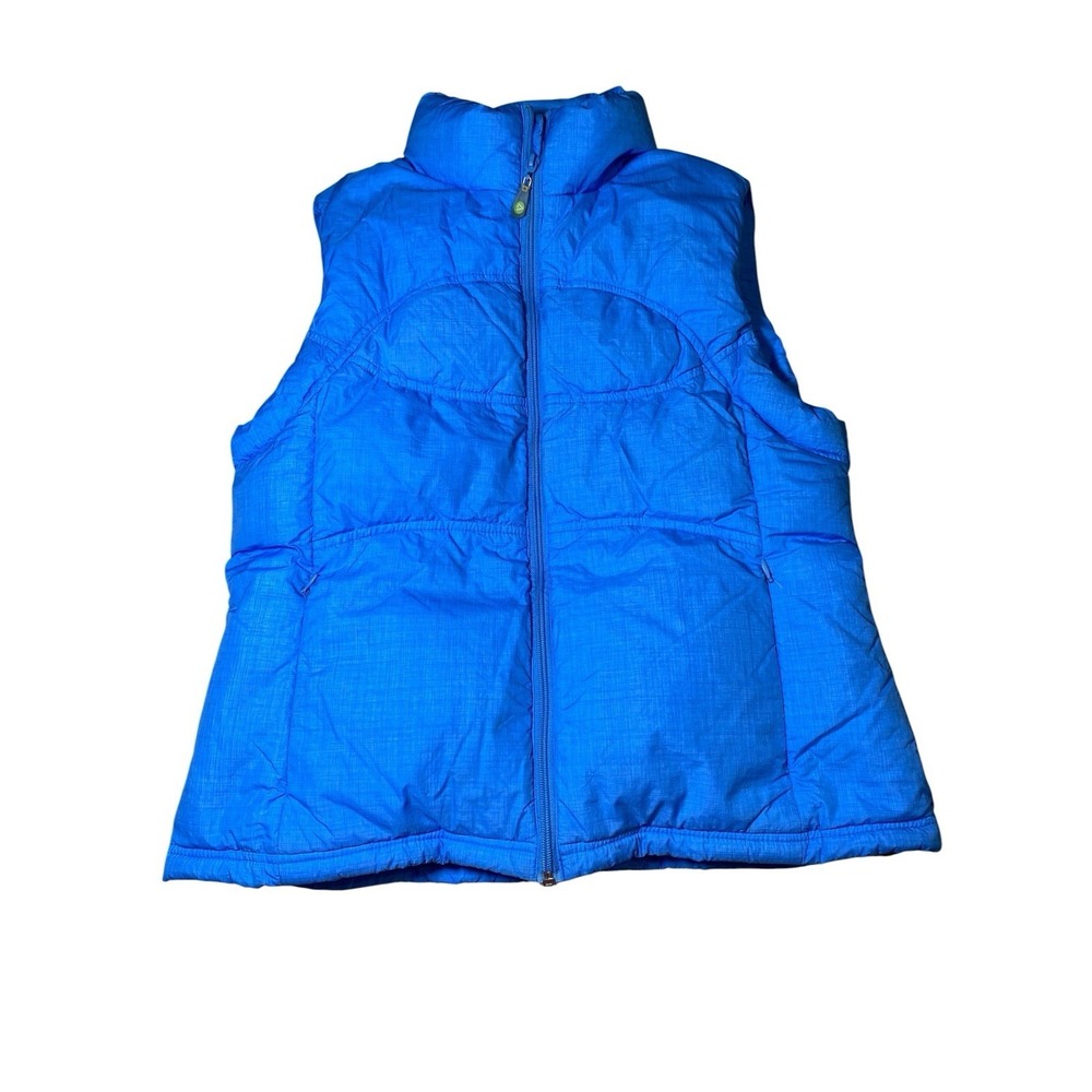Blue Down Puffer Vest Women's Full Zip Quilted Padded Winter Gilet S/XS